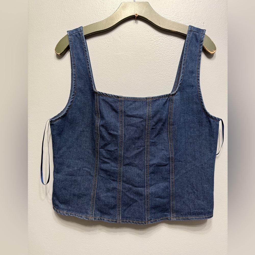 #1) Rachel Zoe Denim Blue Women's Top with side zipper.
